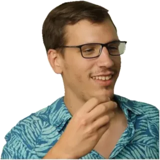 🍮 9f46b21b 男性, 眼鏡, 笑顔, ポートレート, 人, アロハシャツ, カジュアル whatsapp sticker