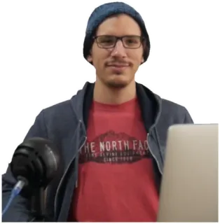 👒 e14d9b16 THE NORTH FACE 人, 男性, 眼鏡, コンピューター, マイク, ノースフェイス, 帽子 whatsapp sticker