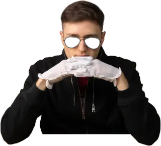 😎 e232b246 男性, サングラス, フォーマル, 白い手袋 whatsapp sticker