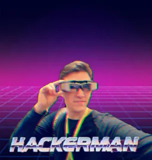 😎 f84af052 HACKERMAN ハッカーマン, ハッカー, 眼鏡, レトロ, サイバーパンク whatsapp sticker
