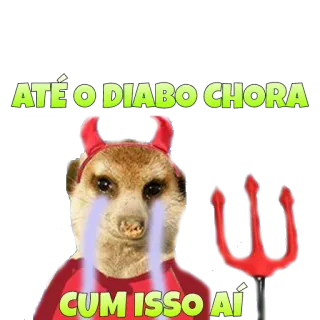 ☹ d1394c9c ATÉ O DIABO CHORA
CUM ISSO AÍ сурикат, чёрт, плач, юмор whatsapp sticker