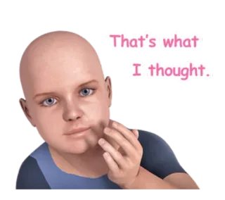 🤔 846c03eb That's what I thought. enfant, pensée, accord, hochement de tête whatsapp sticker
