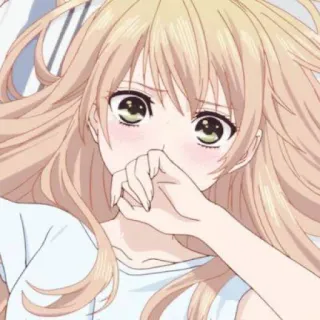 🤍 f2b63829 anime girl, cute, blonde hair, lying down, cartoon, character, female telegram sticker