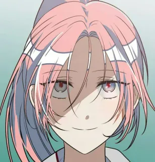 😏 09a04fa3 Anime, Cartoon, Mädchen, Pinke Haare, Grinsen, Charakter telegram sticker