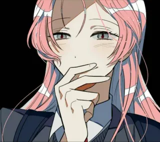 😌 1f9896b4 Anime, Mädchen, pinke Haare, Schuluniform, Charakter, Manga, Frau telegram sticker