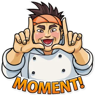 ☝ 6bd7fc7a MOMENT! koch, köchin, kochen, moment, essen, stirnband, pose telegram sticker