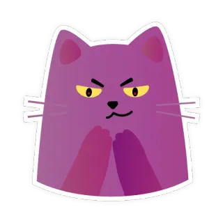 😈 49d31d68 chat, en colère, violet, autocollant, dessin animé whatsapp sticker