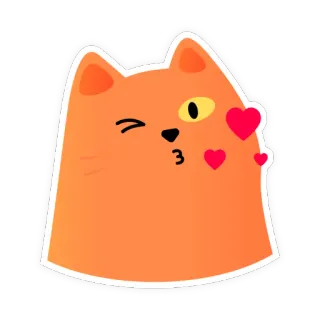 😘 7ba33060 chat, baiser, coeur, clin d'oeil, mignon, animal whatsapp sticker