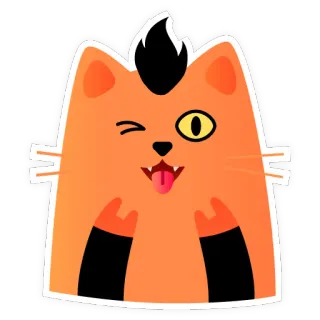 🤘 bd386142 chat, sticker, animal, dessin animé, rock'n'roll, geste whatsapp sticker