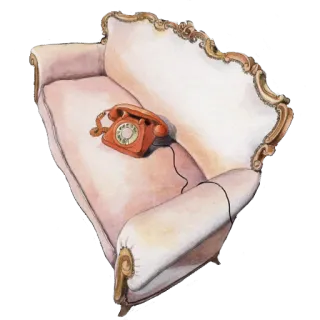 🛋 3708d470 카우치, 소파, 전화, 가구, 빈티지, 빨간색 whatsapp sticker