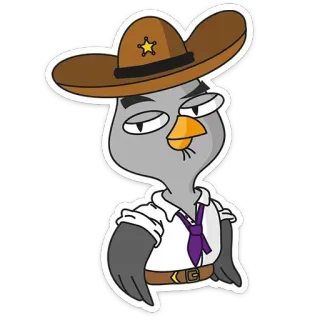 😑 30c70e4c bird, sheriff, cartoon, sticker, character, animal, western telegram sticker