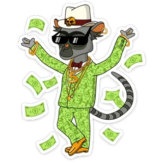 🤑 5c7415f2 animale, topo, soldi, ricco, gangster, cartone animato, adesivo telegram sticker