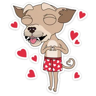 🥰 ea340668 cane, cuori, amore, cartoni animati, divertente, carino telegram sticker