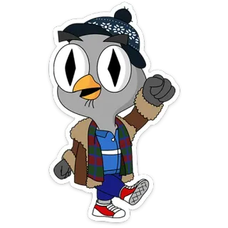 👋 f0419878 Cartone animato, Personaggio, Inverno, Cappello, Giacca, Moda, Uccello telegram sticker