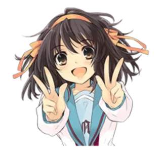 ✌ 878dce63 anime, girl, cartoon, cute, peace sign, smiling telegram sticker