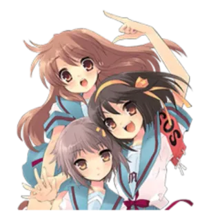 💛 b33a54d3 SOS anime, girls, school uniform, kawaii, friends, group telegram sticker