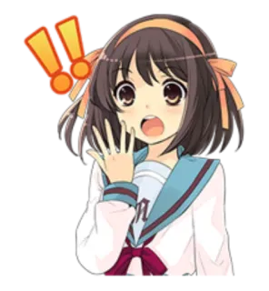 😮 bc46ec71 Haruhi Suzumiya The Melancholy of Haruhi Suzumiya anime, manga, shocked, surprised, Haruhi Suzumiya, character telegram sticker
