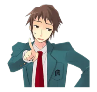 😒 ee853f17 anime, boy, school uniform, pointing, character telegram sticker