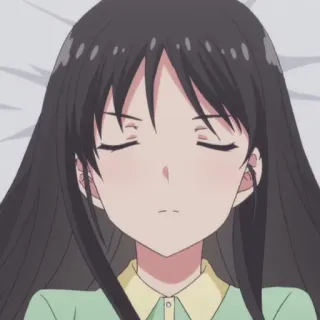 😑 4e22209e anime, chica, durmiendo, ojos cerrados, pelo negro telegram sticker