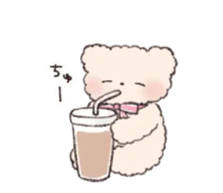 🎀 efe38303 ちゅー oso, bebida, lindo, animal, café telegram sticker