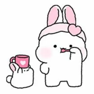 🐇 035c5190 кролик, милый, каваий, розовый, кружка, чистить зубы telegram sticker