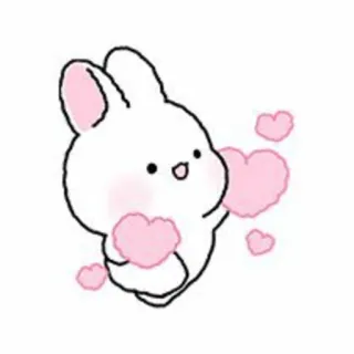 🐇 907ce1c4 кролик, зайчик, сердечки, милый, каваий, животное telegram sticker
