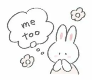 🤍 44fbc7ca me too กระต่าย, น่ารัก, การ์ตูน, ดอกไม้, ฉันด้วย telegram sticker
