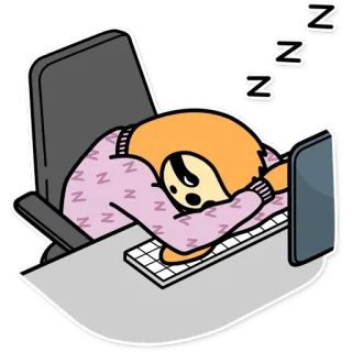 💻 fa8ae09a zzz นอน, เหนื่อย, งาน, โต๊ะ, คอมพิวเตอร์, การ์ตูน telegram sticker