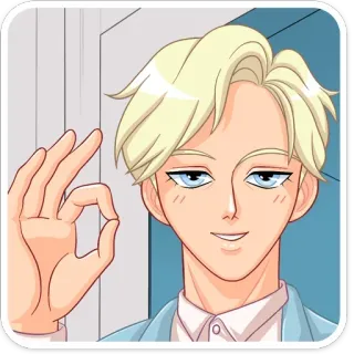 👌 d3dae872 OK手势, 手势, 卡通人物, 金发, 积极, 批准 telegram sticker