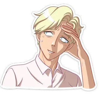 😅 e62b135e 插画, 金发, 角色, 卡通, 艺术, 情感 telegram sticker