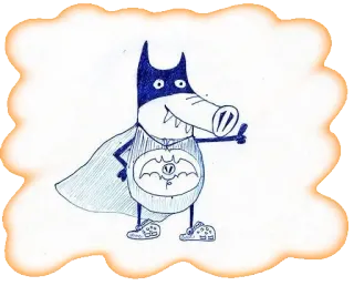 😎 448d9ff7 cochon, super-héros, chauve-souris, dessin animé, drôle, animal, costume, fantaisiste whatsapp sticker