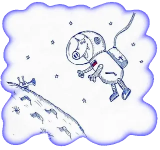 👻 dc304417 cochon, astronaute, espace, alien, étoiles, lune whatsapp sticker