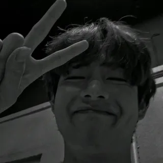 🕷 8c778026 Friedenszeichen, Geste, Person, Porträt, Schwarzweiß telegram sticker