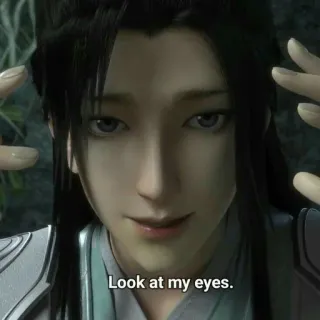 👀 0db7b94e Look at my eyes. occhi, sguardo, anime, personaggio, faccia whatsapp sticker