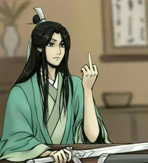 🔗 98933ed6 dito medio, scortese, gesto, anime, spada, personaggio whatsapp sticker