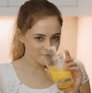🌼 8e77ee35 mujer, bebiendo, zumo, zumo de naranja, vaso telegram sticker