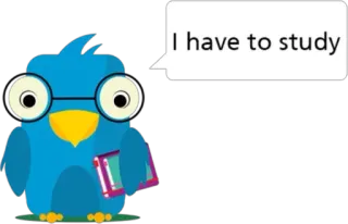 🤓 1ead5096 I have to study птица, учеба, очки, книга, мультфильм telegram sticker