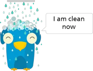 💦 210119f7 I am clean now птица, душ, чистый, пузырь, милый, животное, ванна, вода telegram sticker