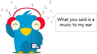 🤘 42ba52ab What you said is a music to my ear музыка, птица, наушники, милый, мультфильм, счастливый, слушает, ноты telegram sticker