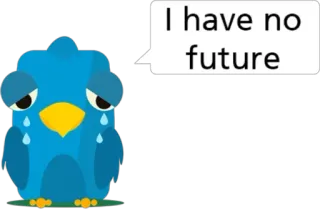 😭 4756fff3 I have no future птица, грустный, депрессия, меланхолия, плач, мультфильм, синяя птица telegram sticker