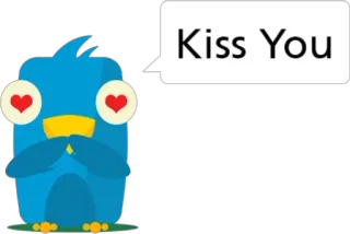 😘 75109f24 Kiss You птица, поцелуй, любовь, милый, сердце, мультфильм telegram sticker