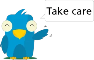 😊 75a95d78 Take care птица, забота, привет, мультфильм, милый telegram sticker