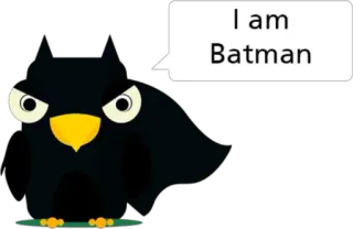 😈 911e71d1 Batman I am Batman Бэтмен, мультфильм, супергерой, животное, птица, плащ telegram sticker