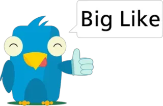 👍 9f5851ba Big Like птица, палец вверх, позитив, лайк, одобрение, мультфильм telegram sticker