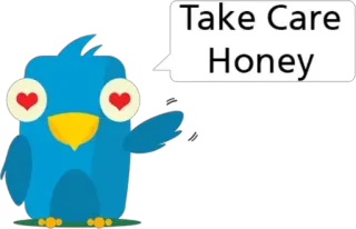 😍 c0f145a0 Take Care Honey птица, любовь, забота, мёд, милый, привет, мультфильм telegram sticker
