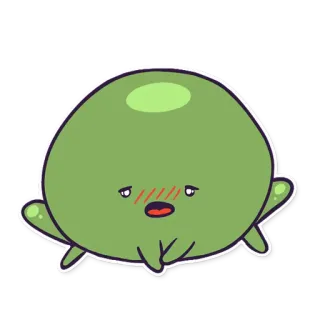 😓 538a6539 Cartoon, Grün, Niedlich, Erröten telegram sticker