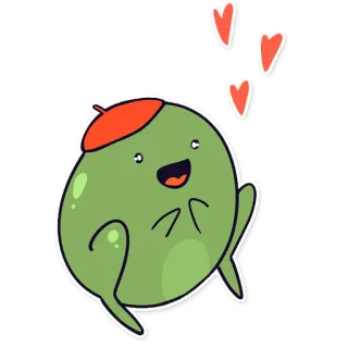 🥰 b258d00f Cartoon, Niedlich, Figur, Grün, Herzen, Olive telegram sticker