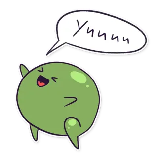 😃 b9a73584 Уииии sticker, grün, blob, cartoon, sprechblase, süß telegram sticker