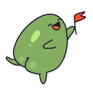 😃 f6bd077c Cartoon, Olive, Flagge, Winken, Grün, Figur telegram sticker