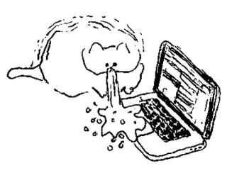 🤍 741ee737 gato, laptop, vomitar, vómito, doente, computador telegram sticker